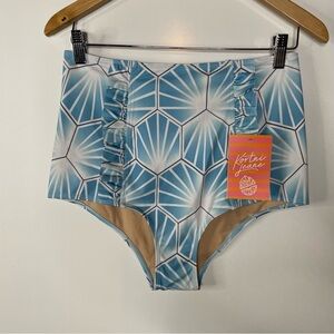 Kortni Jeane High Waist Ruffle‎ Swim Bottom Large